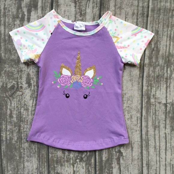 2 Pieces T-Shirt Top For Little Girls Toddler kids Casual T-Shirt Summer Outfit - Picture 2 of 4